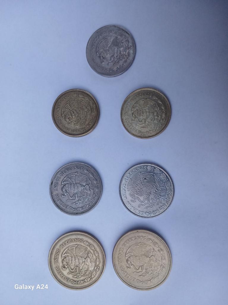 Lot van 7 prachtige Mexicaanse munten uit de jaren '80, Ophalen of Verzenden