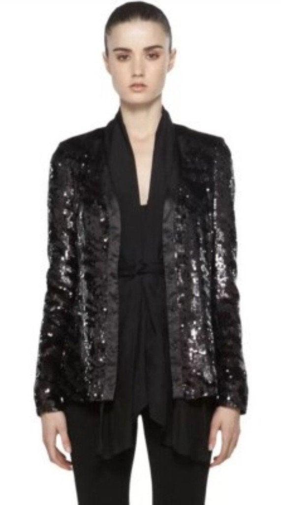 rachel zoe bailey embellished smoking jacket vest blazer | S, Ophalen, Zwart, Zo goed als nieuw, Jasje