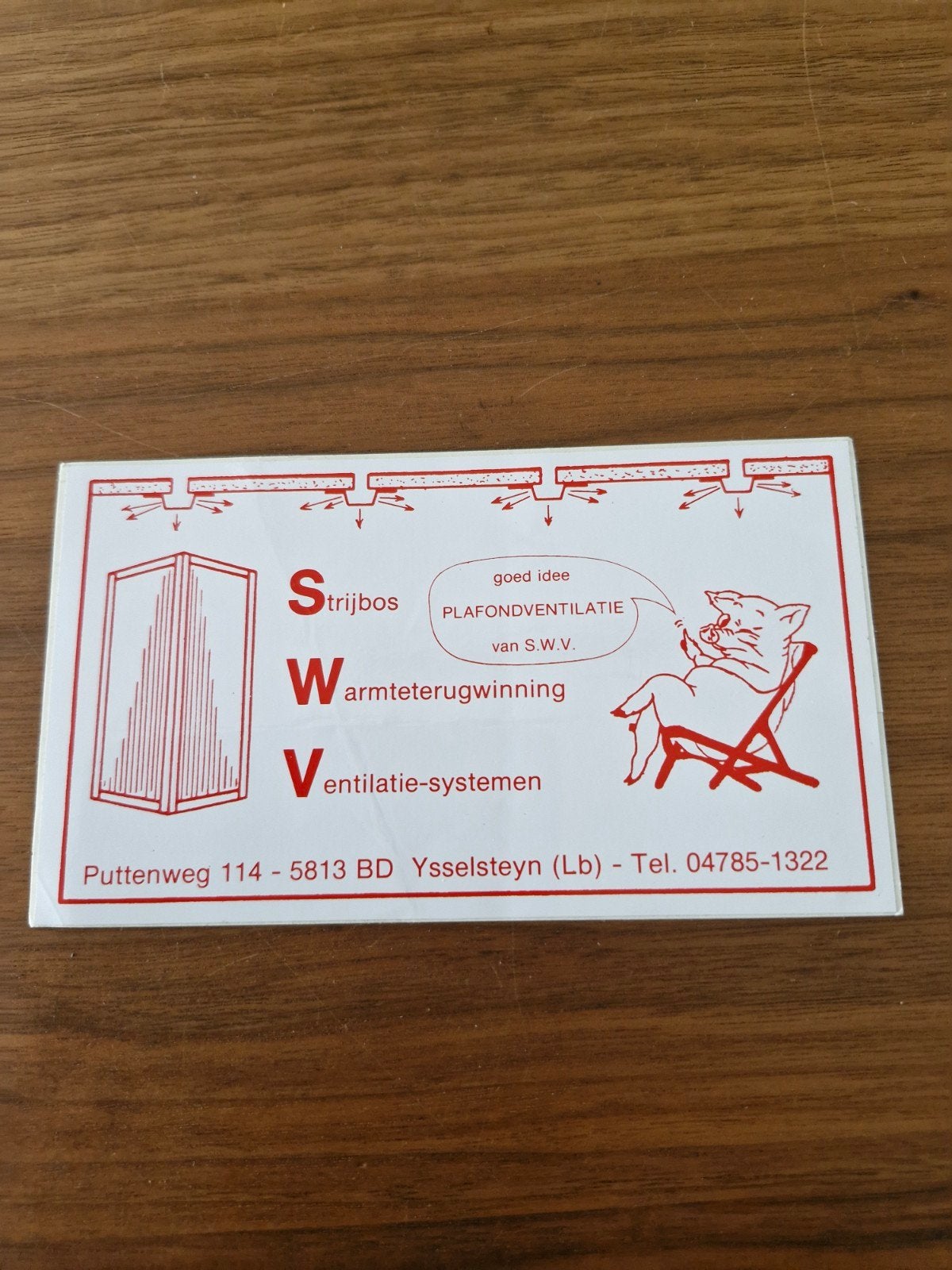 10498 Vintage SWV Strijbos Plafondventilatie Sticker, Ophalen of Verzenden, Nieuw, Bedrijf of Vereniging