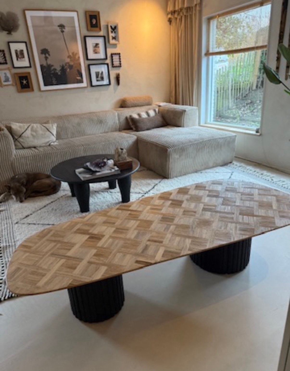 Salontafel PTMD houten blad ingelegd, Huis en Inrichting, Ophalen, 100 tot 150 cm, 50 tot 100 cm, Zo goed als nieuw