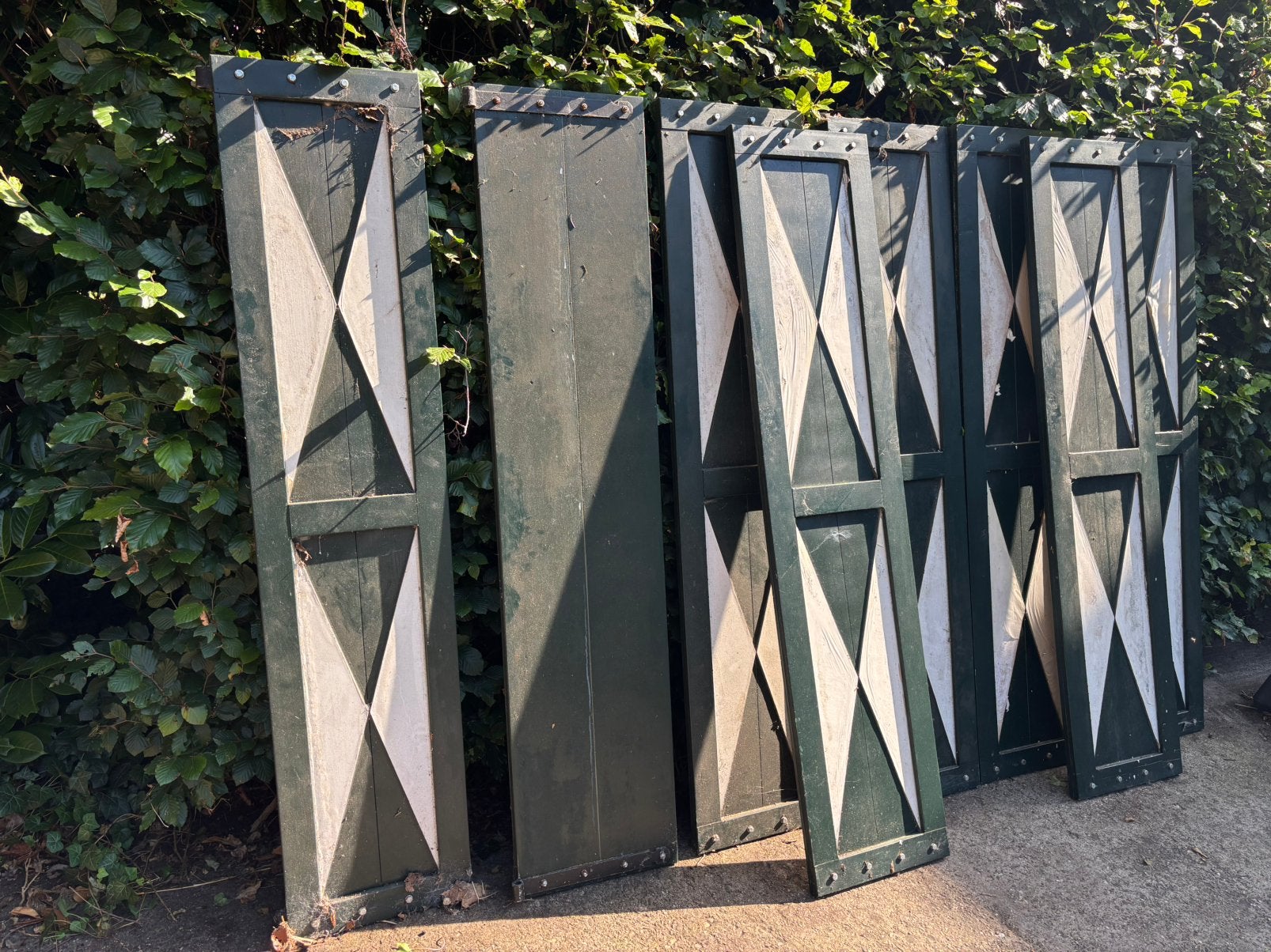 8 eikenhouten luiken 40x184x3, Ophalen, Gebruikt, Overige kleuren, Minder dan 100 cm