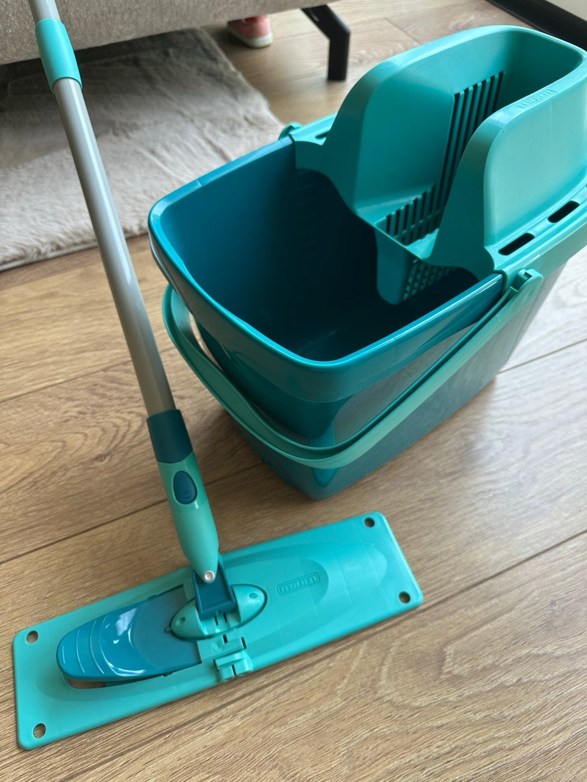 Leifheit dweilsysteem met emmer en mop, Ophalen of Verzenden, Mop of Dweil