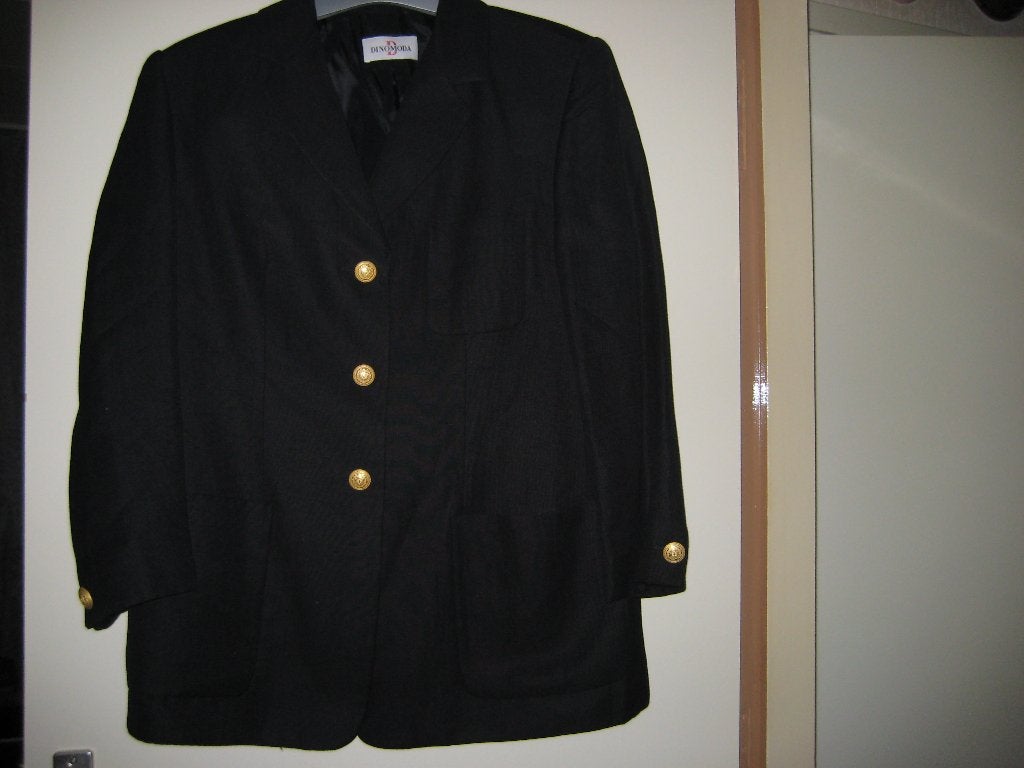 Zwarte blazer, 42, Dino-Mode, met goudem knopen, Zwart, Maat 42/44 (L), Ophalen of Verzenden, Zo goed als nieuw