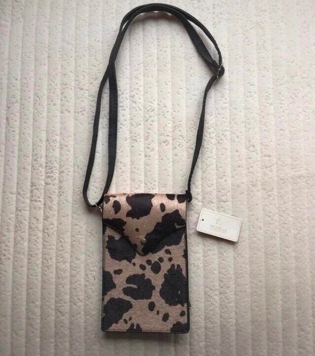 Telefoontasje Michelle met koeienprint - Nieuw, Ophalen of Verzenden, Nieuw, Zwart, Overige merken