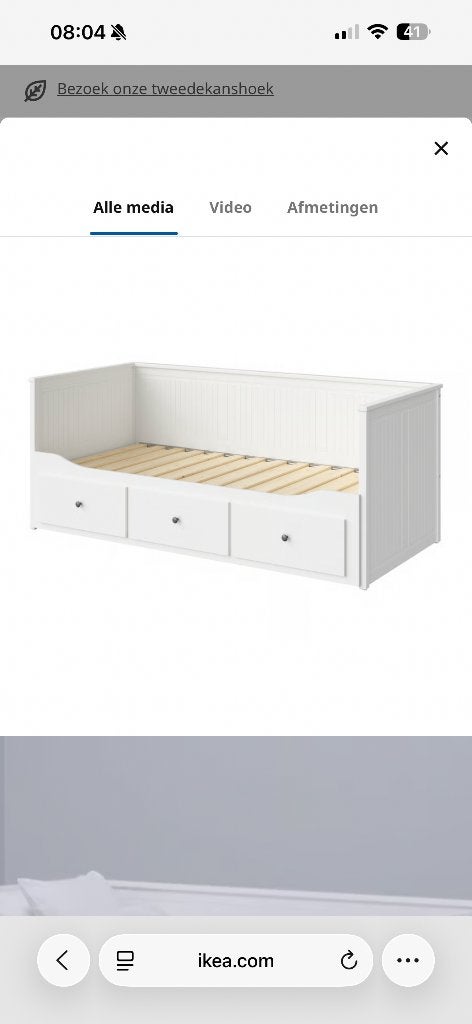 Hemmes bedbank, Huis en Inrichting, Ophalen, Zo goed als nieuw, Tweepersoons, Hout