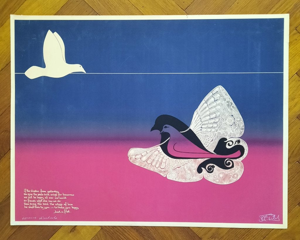 Zeefdruk Bart Filet - Peace Bird, Antiek en Kunst, Abstract, Ophalen of Verzenden, Lithografie, Gelimiteerde oplage