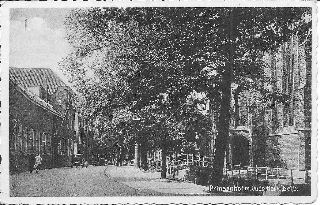 Oude Ansichtkaart Delft: Prinsenhof m. Oude Kerk, 1931, Ophalen of Verzenden, 1920 tot 1940, Gelopen, Zuid-Holland
