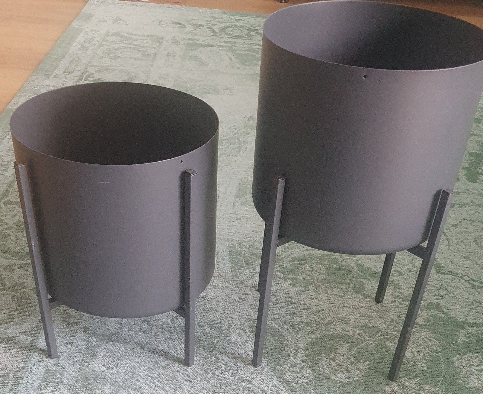Set metalen bloempotten, Tuin en Terras, Bloempotten, 25 tot 40 cm, Rond, Binnen, Ophalen of Verzenden