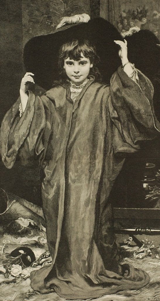 Kind in gewaad - Originele antieke illustratie, Verzenden, Zo goed als nieuw, Voor 1940, Prent