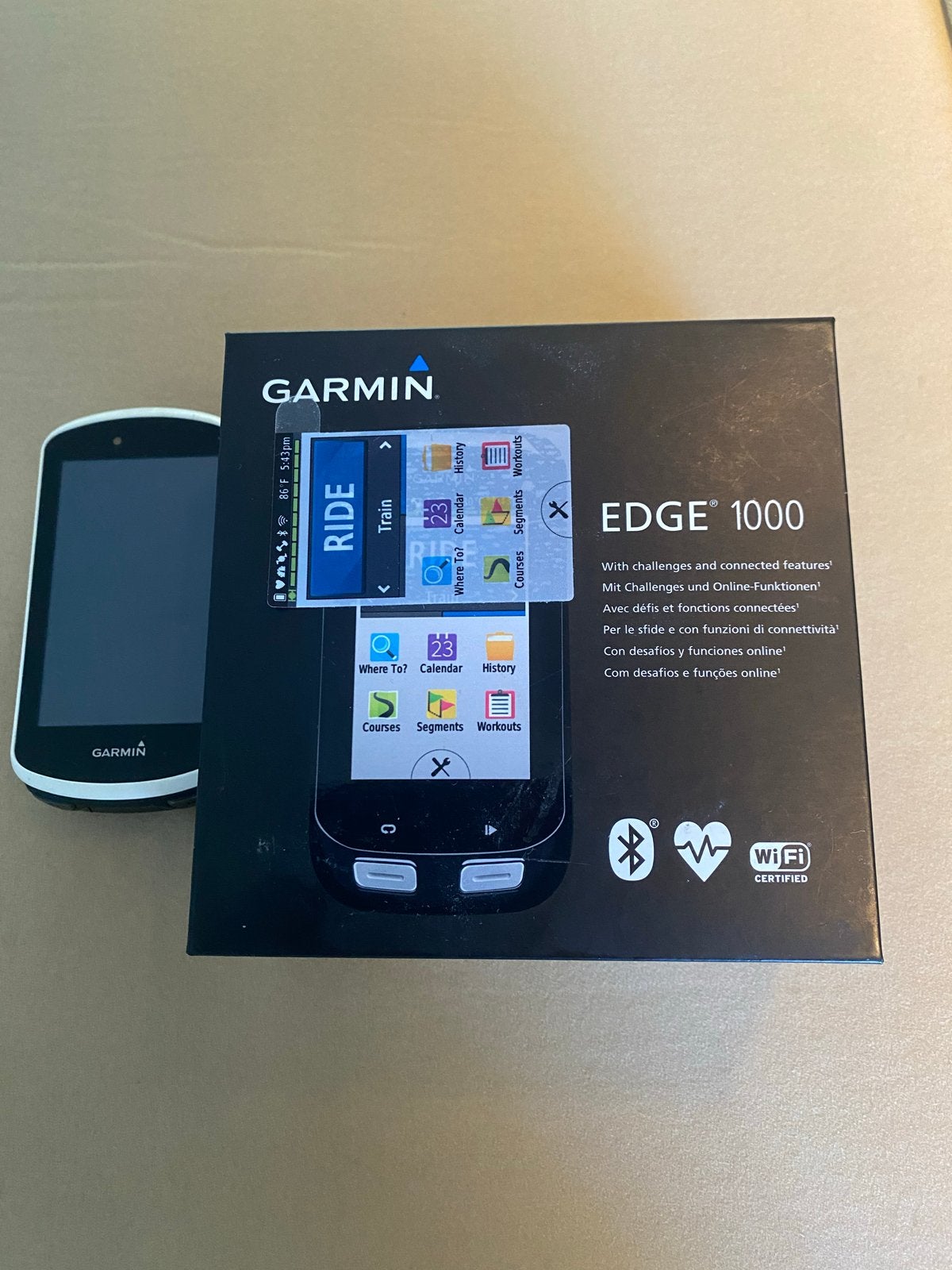 Garmin Edge 1000 Fietscomputer - GPS & Connectiviteit, Fietsen en Brommers, Ophalen, Draadloos, Gebruikt