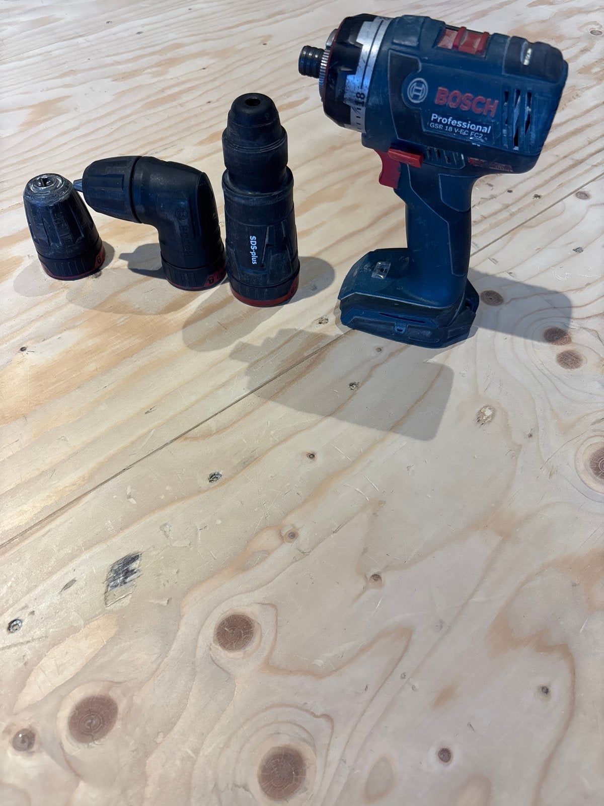 Bosch GSR 18 V-EC FC2 Accu boor machine SDS-opzetstuk, Gebruikt, Variabele snelheid, Ophalen of Verzenden, Boor- en Schroefmachine