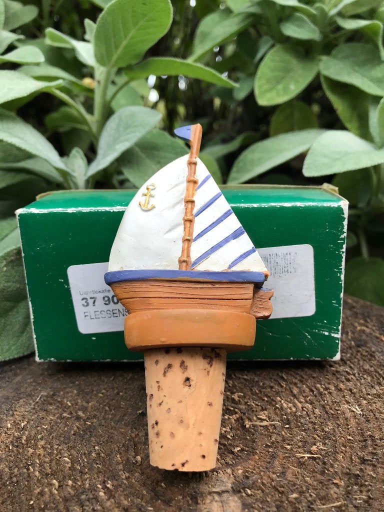 Flessenstop marine - boot - keramiek - kurk - vintage Nieuw, Overige typen, Nieuw, Ophalen of Verzenden, Natuurlijk materiaal