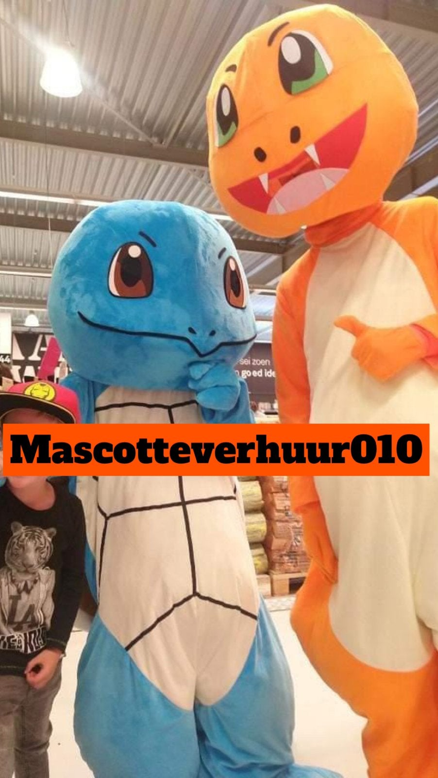 Squirtlle & Charmander mascottes te huur, Ophalen, Zo goed als nieuw, Verjaardag