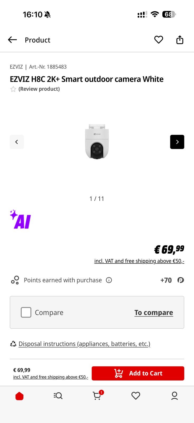 Nieuwe draadloze beveiligingscamera ongeopend – 20% korting, Ophalen of Verzenden, Ingebouwde camera, Nieuw