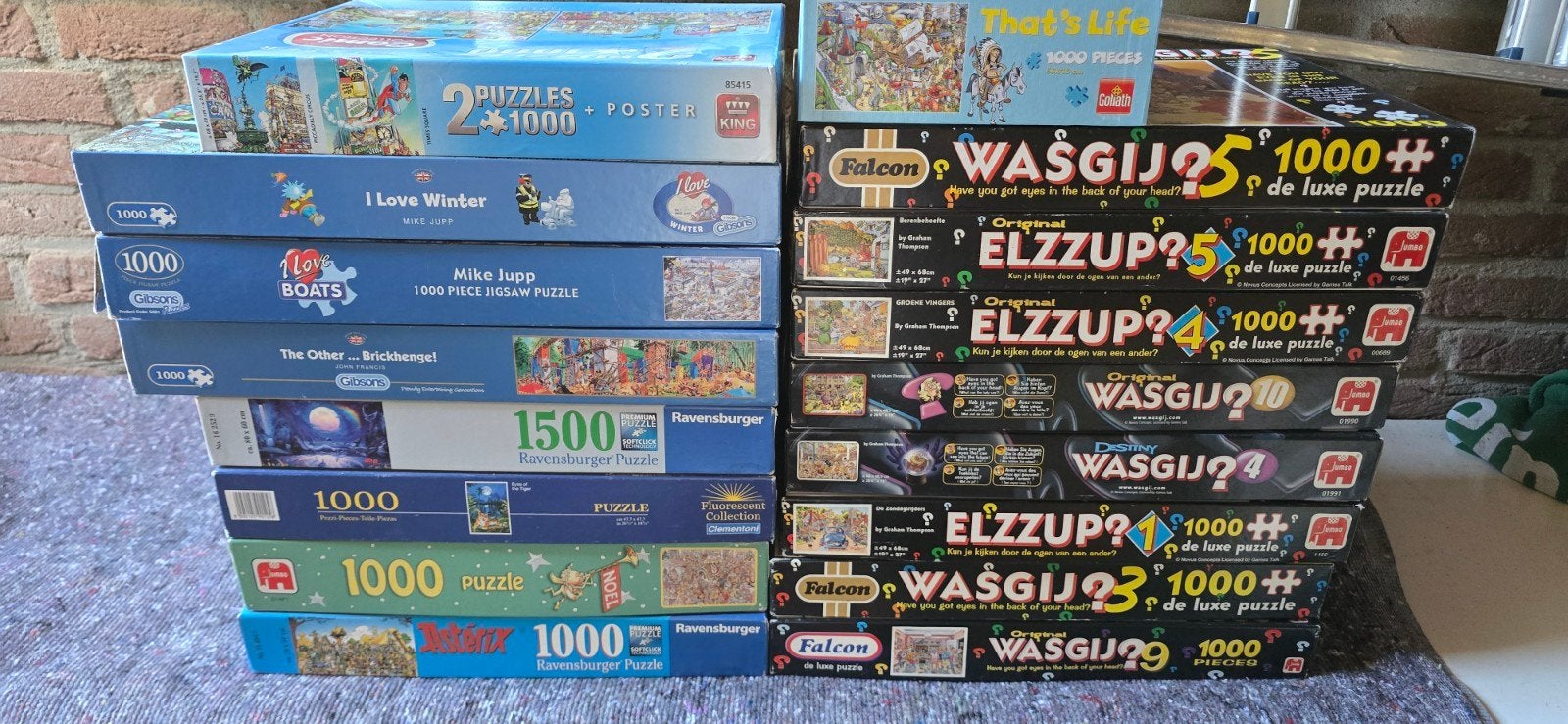 Grote collectie legpuzzels (Wasgij, Elzzup, Ravensburger), Ophalen, 500 t/m 1500 stukjes, Gebruikt, Legpuzzel