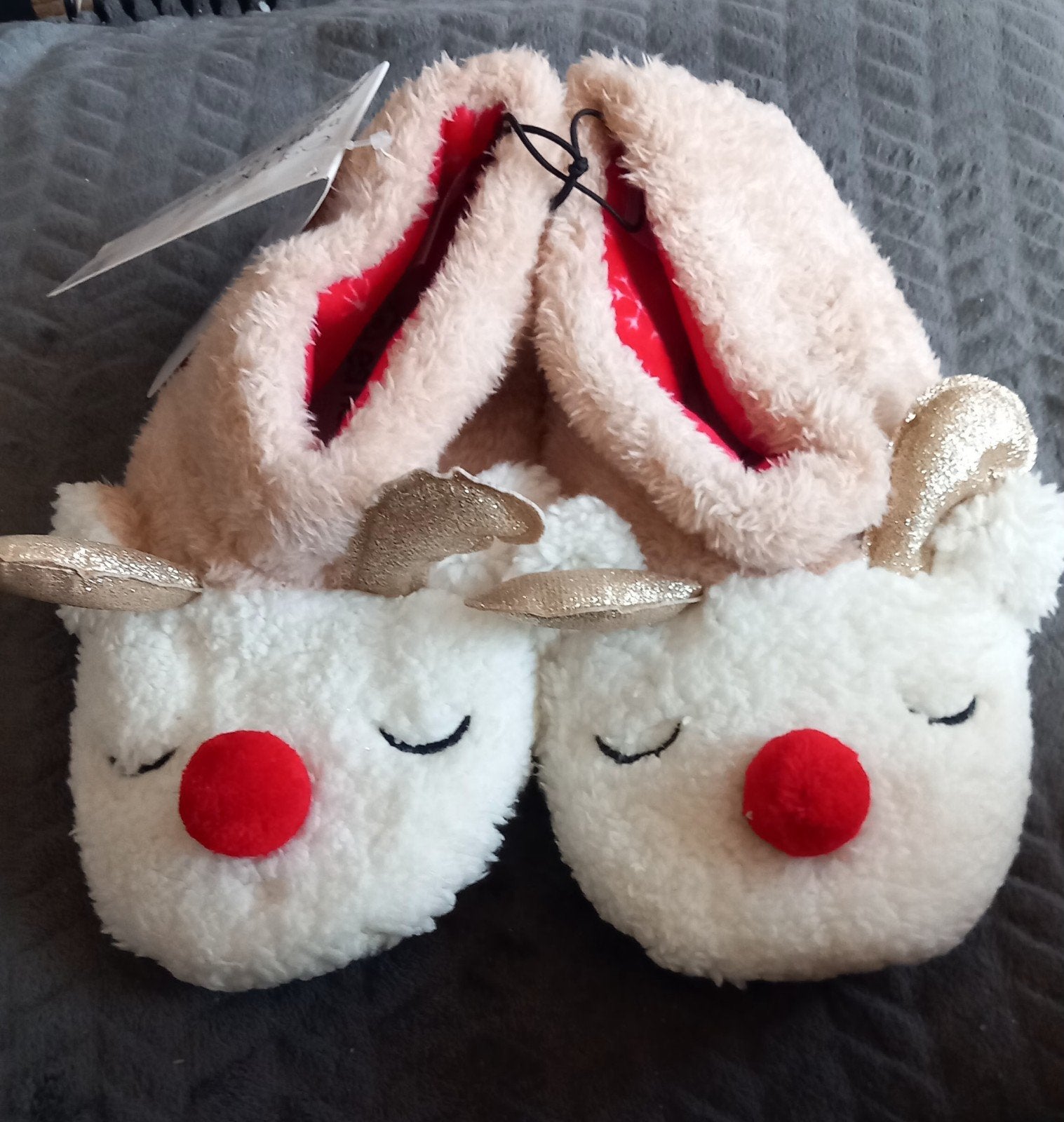 NIEUW Kerst Rendier pantoffels sloffen Kerstmis Christmas, Beige, Nieuw, Pantoffels of Sloffen, Esmara