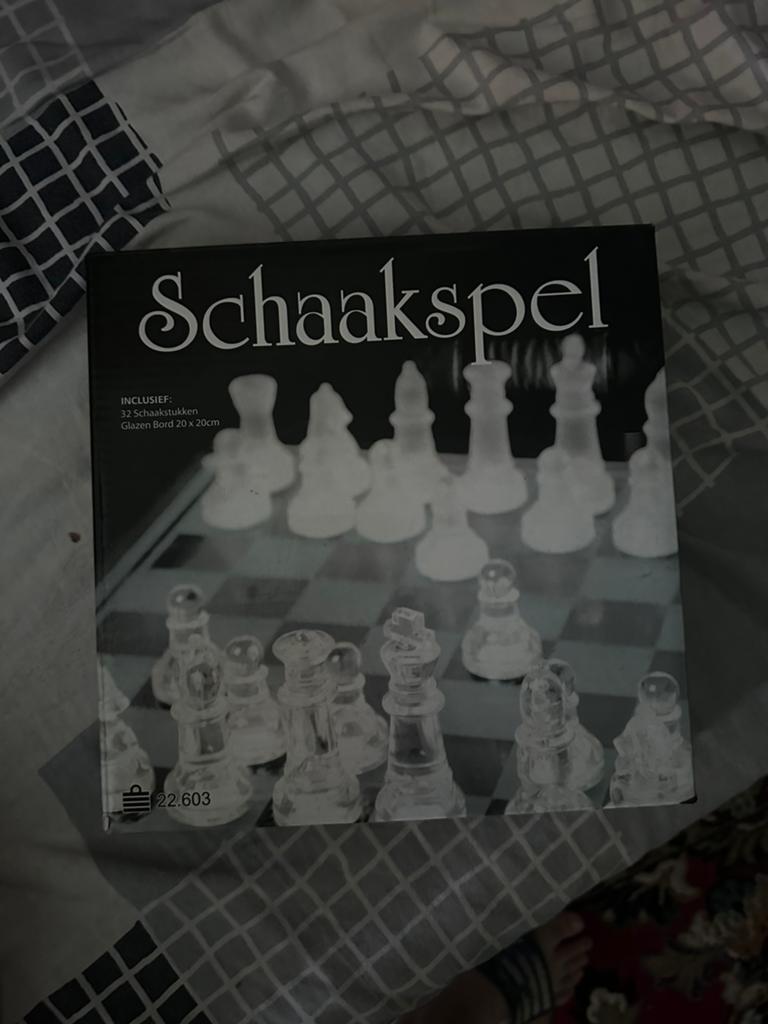 glazen schaakspel, Ophalen of Verzenden, Zo goed als nieuw