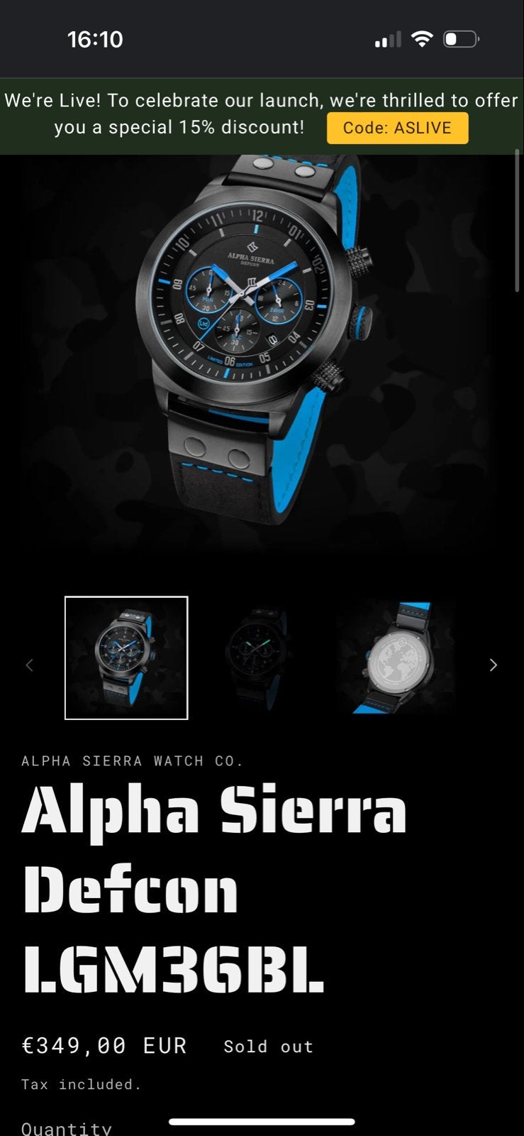 Alpha Sierra Defcon LGM36BL Herenhorloge, Sieraden, Tassen en Uiterlijk, Horloges | Heren, Leer, Staal, Polshorloge, Zo goed als nieuw