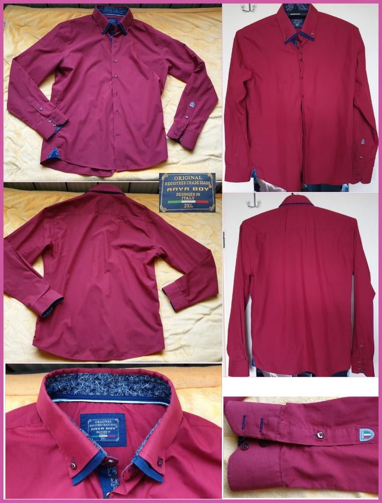 ARYA BOY bordeaux-rode overhemd maat XXL zgan, Kleding | Heren, Overige kleuren, Ophalen of Verzenden, Zo goed als nieuw, Overige halswijdtes