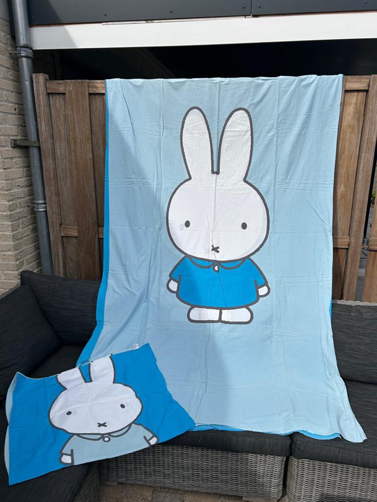 Nijntje dekbedovertrek blauw met kussensloop, Gebruikt, Dekbedovertrek, Ophalen of Verzenden, Jongetje of Meisje