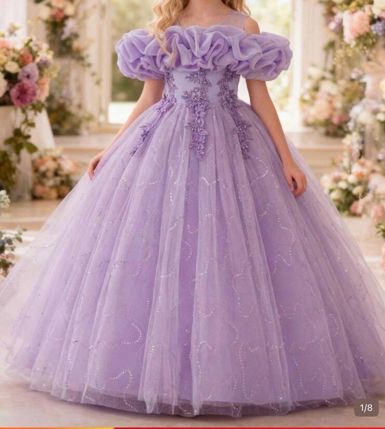 Prachtige Lavendel Prinsessenjurk voor Meisjes, Kinderen en Baby's, Ophalen of Verzenden, Zo goed als nieuw, Meisje