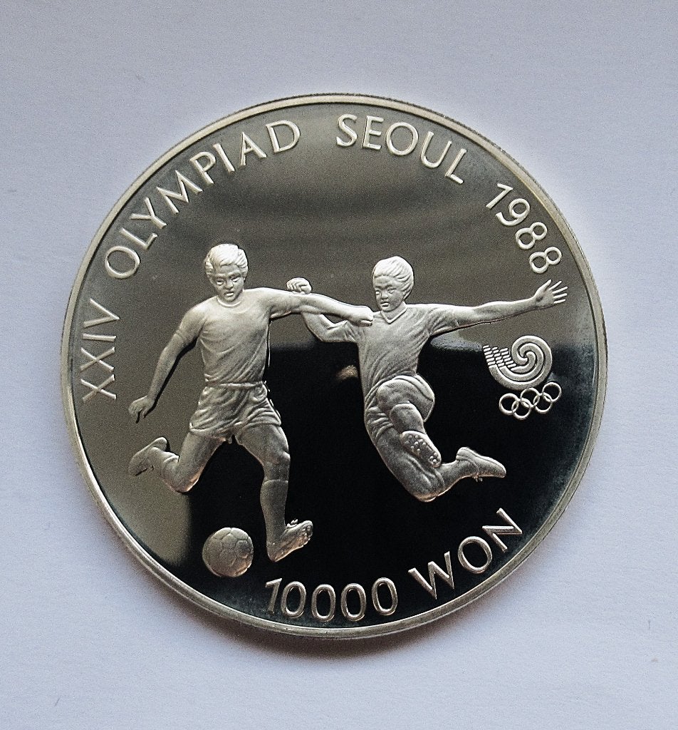 South korea 10000 won 1988 soccer players, Verzenden, Zuidoost-Azië, Zilver