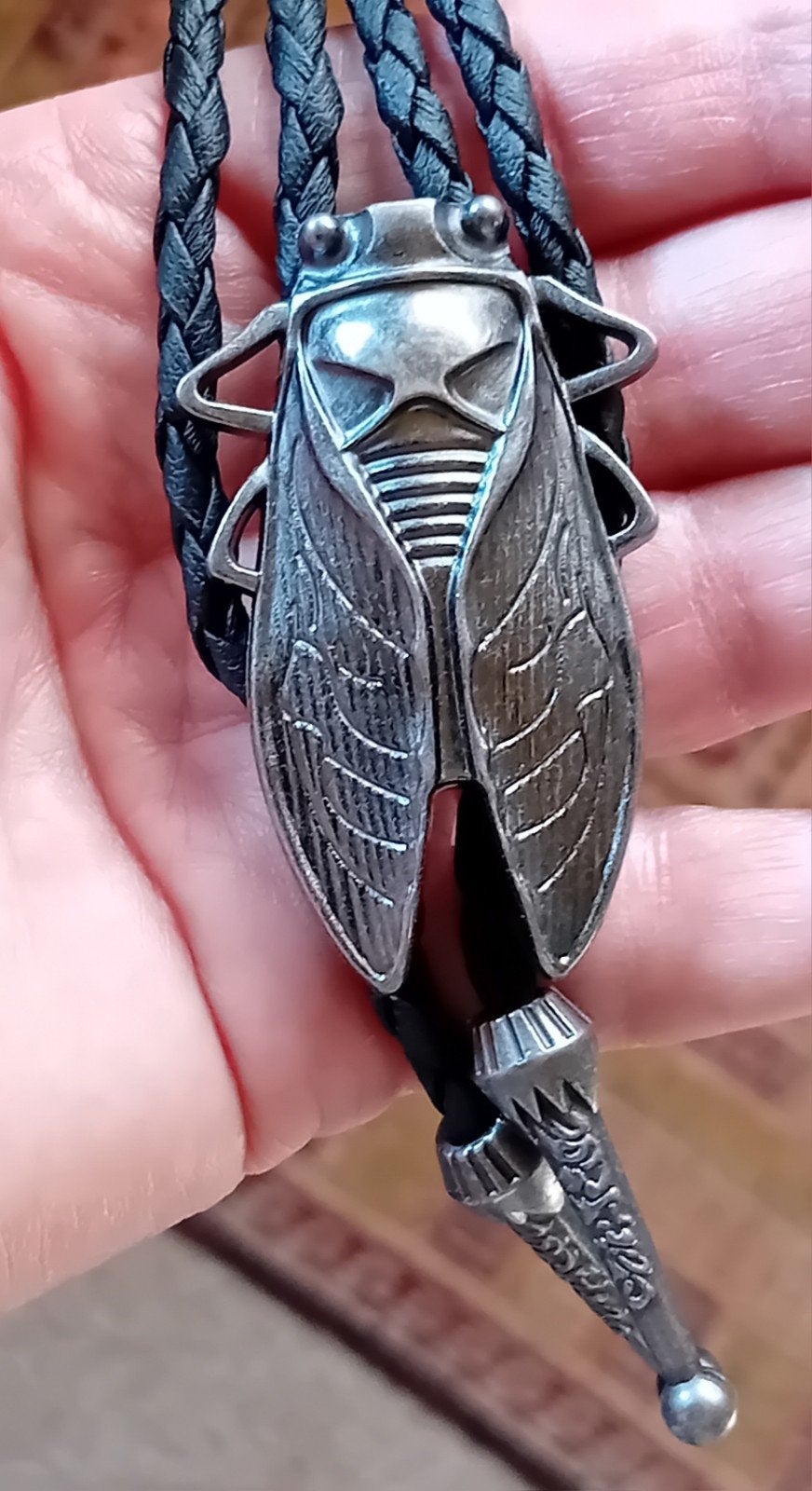 Bolo cicada stropdas met insectenmotief, Kleding | Heren, Stropdassen, Onbekend, Verzenden, Zwart, Zo goed als nieuw