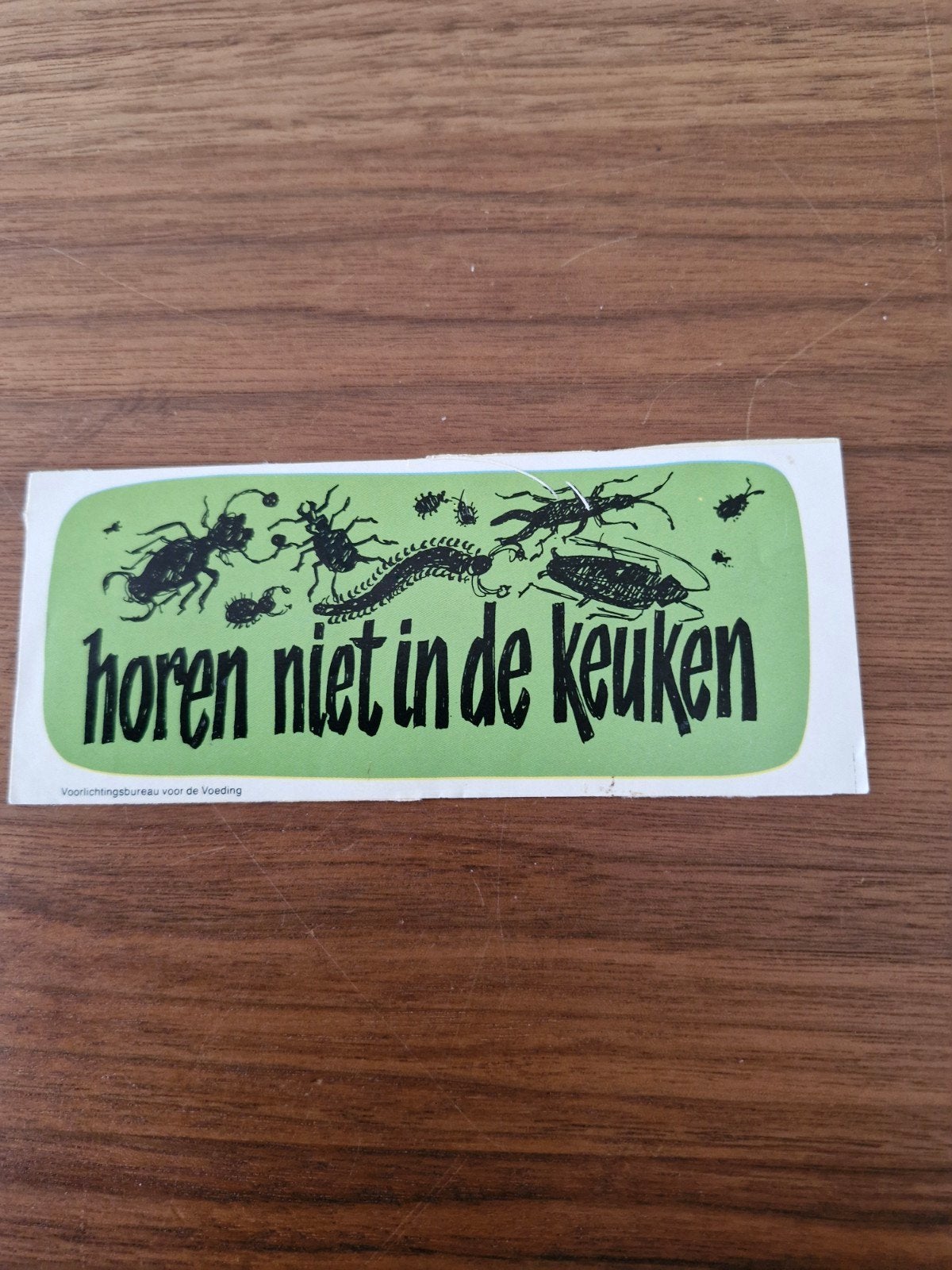 8978 Vintage sticker: Ongedierte hoort niet in de keuken, Ophalen of Verzenden, Gebruikt, Overige typen