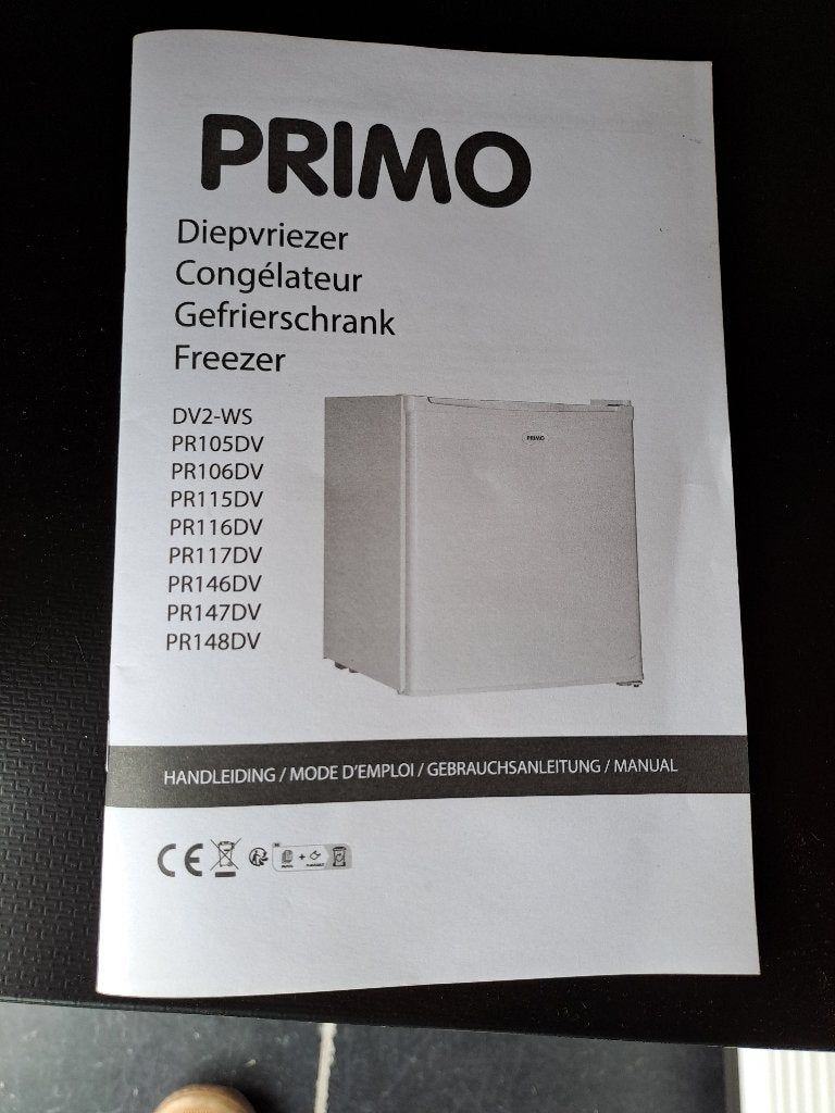 PRIMO diepvrieskast 148DV Zwart, Minder dan 85 cm, Minder dan 60 cm, Zo goed als nieuw, Vrijstaand