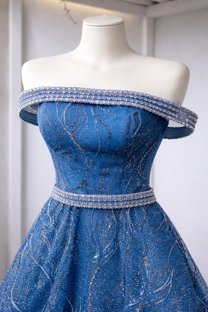 Blauwe trouwjurk / galajurk, Ophalen of Verzenden, Zo goed als nieuw, Blauw, Trouwjurk