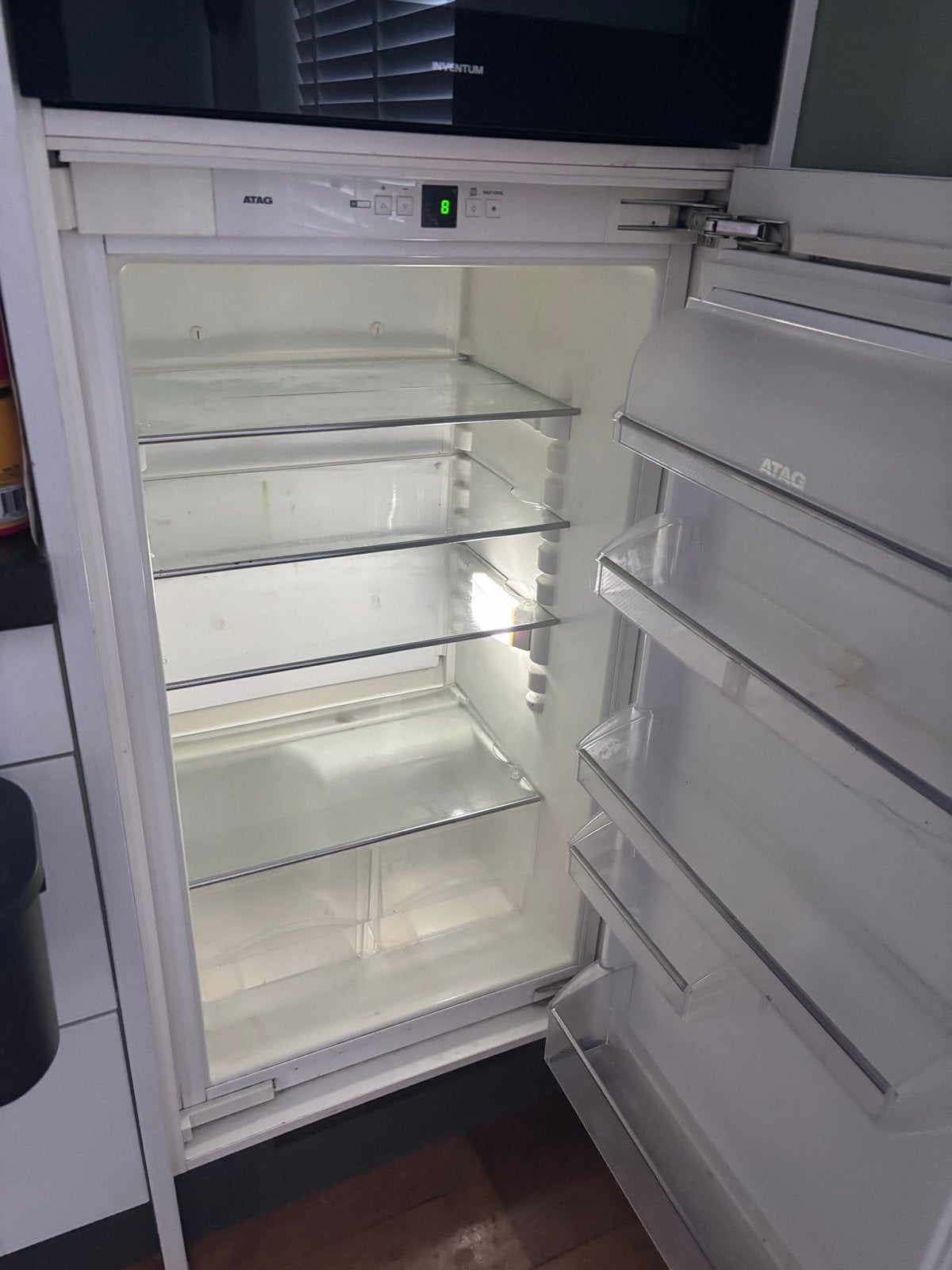 ATAG inbouw koelkast - gebruikt, Ophalen, 150 tot 200 liter, 120 tot 140 cm, 45 tot 60 cm