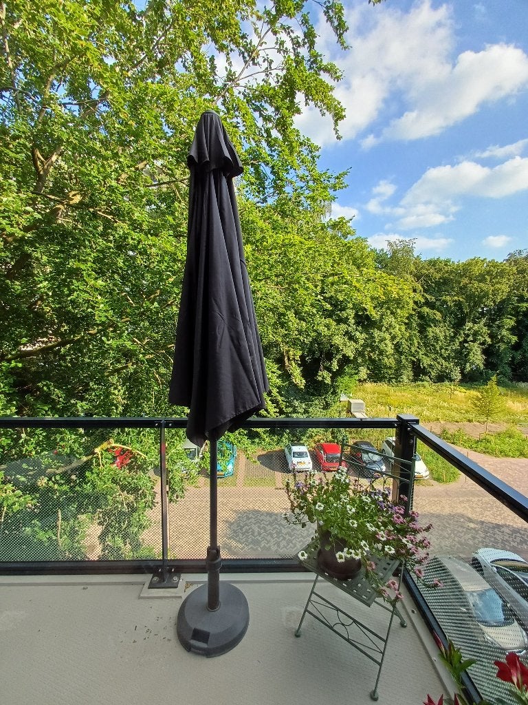 Parasol plus voet, Tuin en Terras, Parasols, Ophalen, Zo goed als nieuw, 2 tot 3 meter, Stokparasol