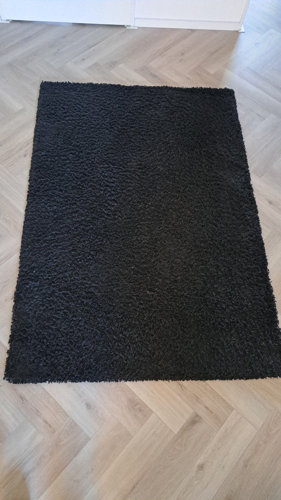 IKEA Hampen vloerkleed zwart 133x195 cm, Ophalen, Gebruikt, 100 tot 150 cm, Zwart
