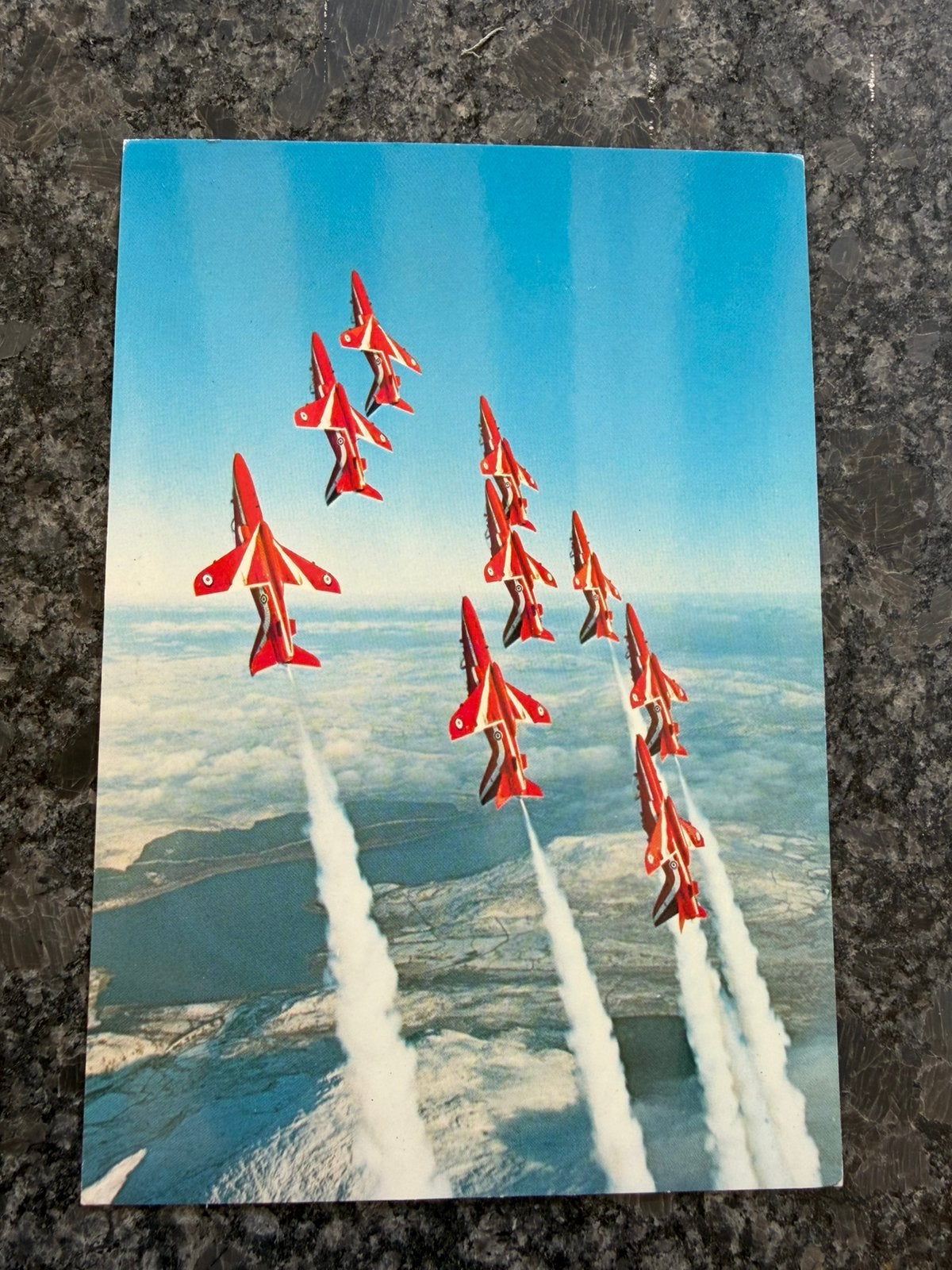 RAF The Red Arrows stijl omhoog in formatie kaart, Ophalen of Verzenden, Kaart, Foto of Prent