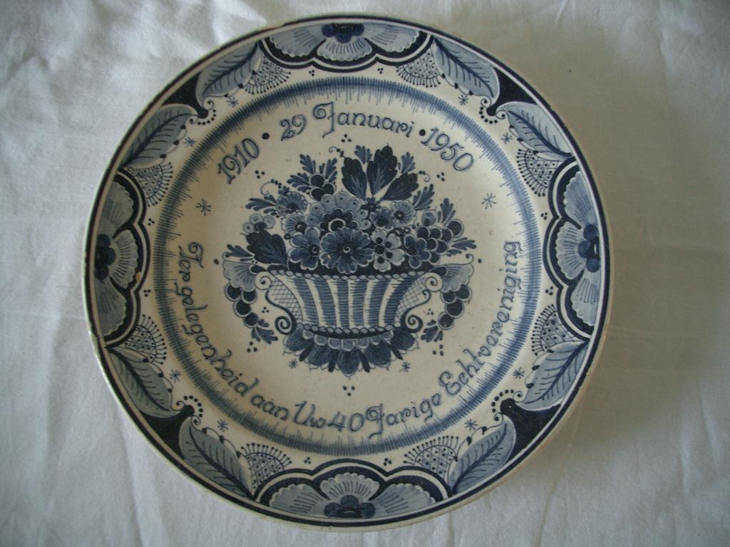 wandbord antiek delft delftsblauw holland huwelijk aardewerk, Antiek en Kunst, Ophalen of Verzenden