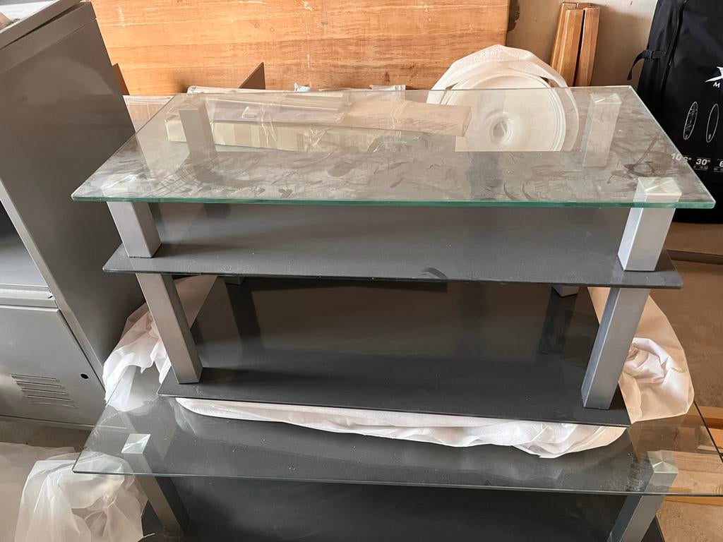Set: Tv meubel en salontafel glas, Minder dan 100 cm, 25 tot 50 cm, 50 tot 100 cm, Ophalen of Verzenden