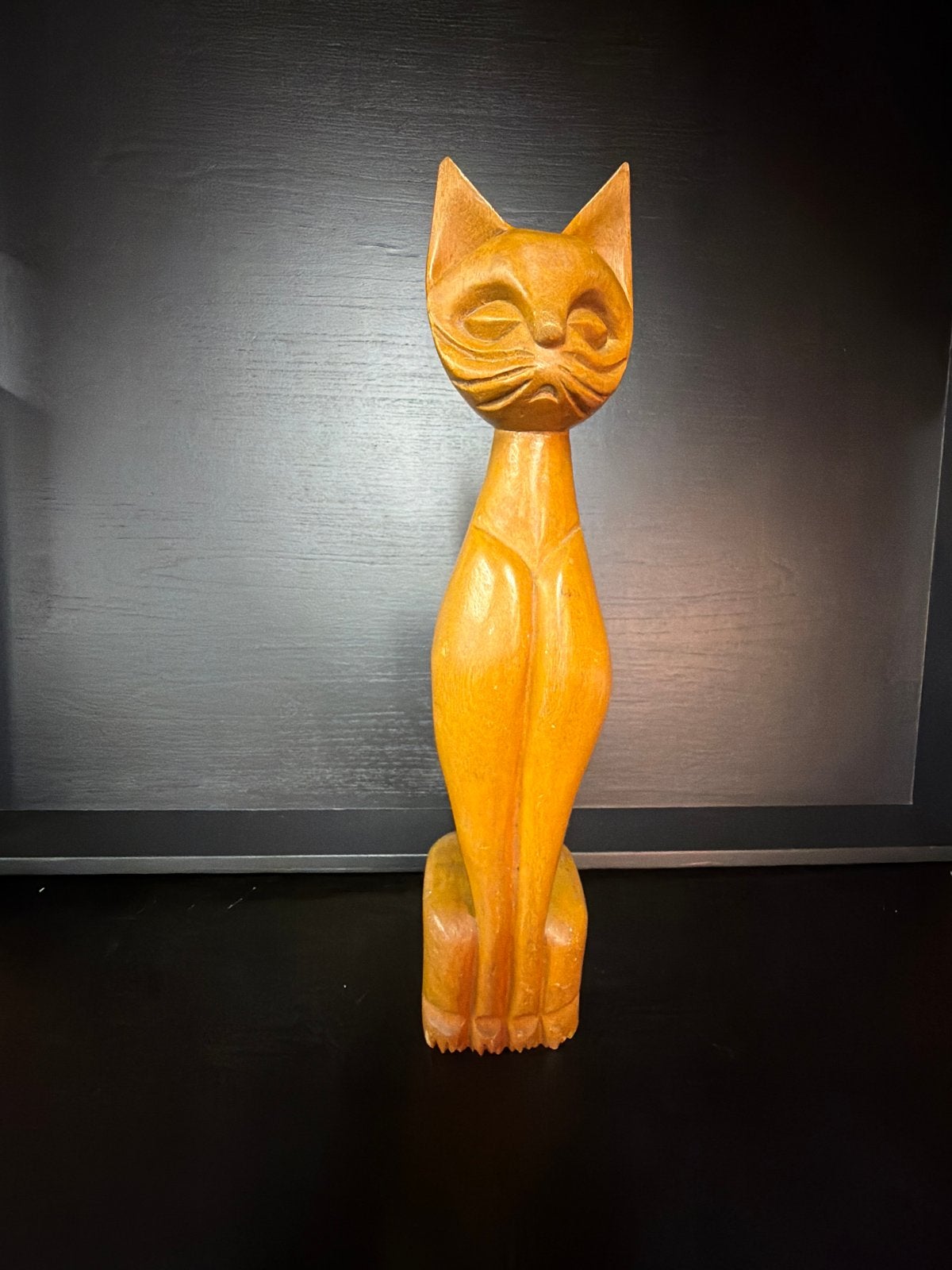 Zittende houten kat - 40 cm hoog, Ophalen of Verzenden