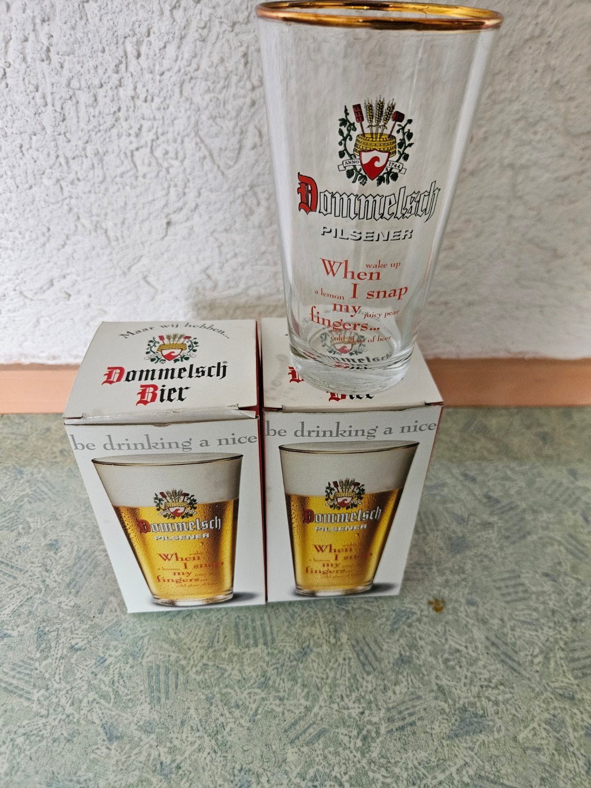 Set van 2 Dommelsch bierglazen 'When I snap my fingers', Ophalen of Verzenden, Nieuw
