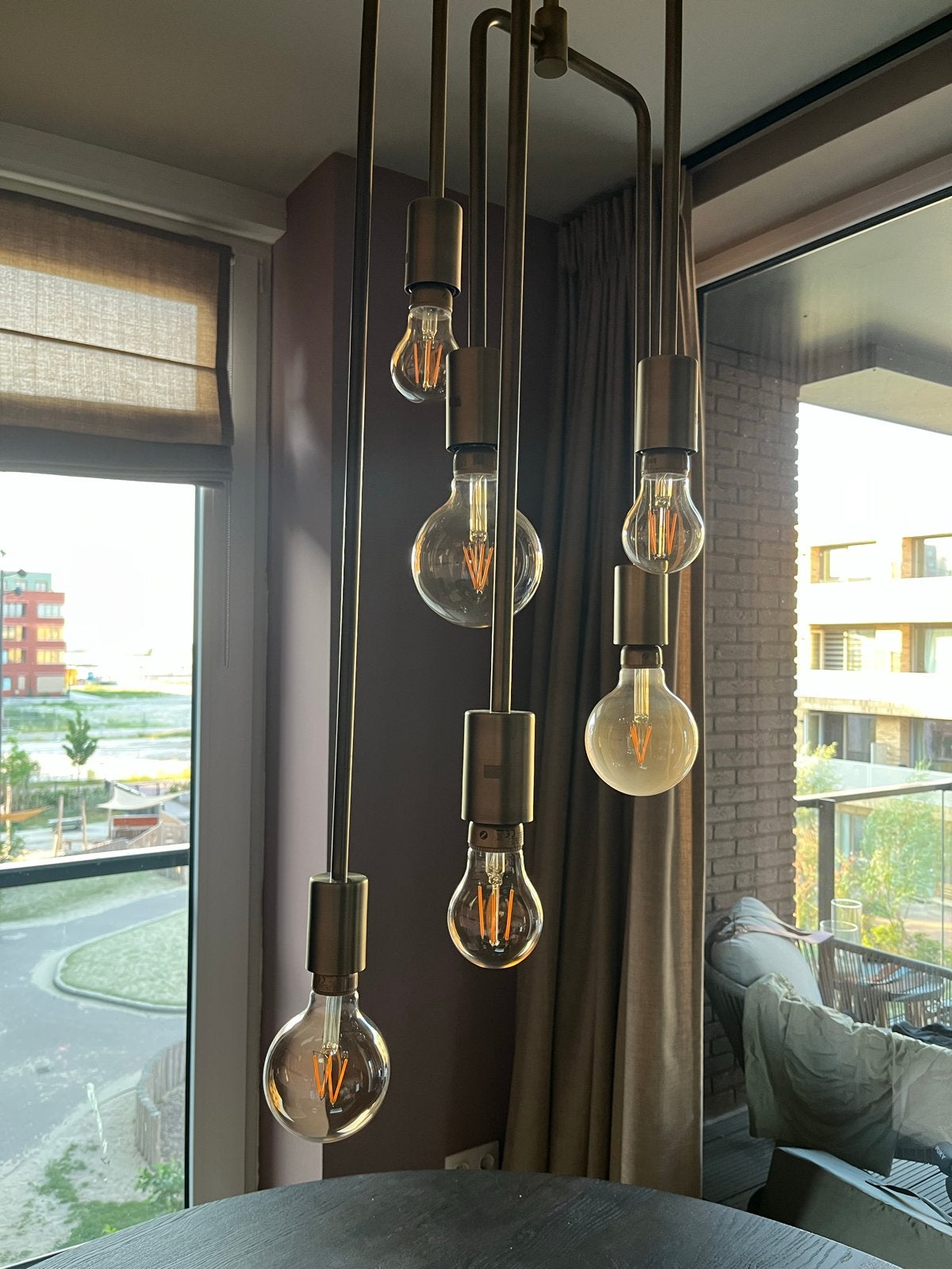 Bolia hanglamp messing met dimbare lichten, Ophalen, Gebruikt, Metaal