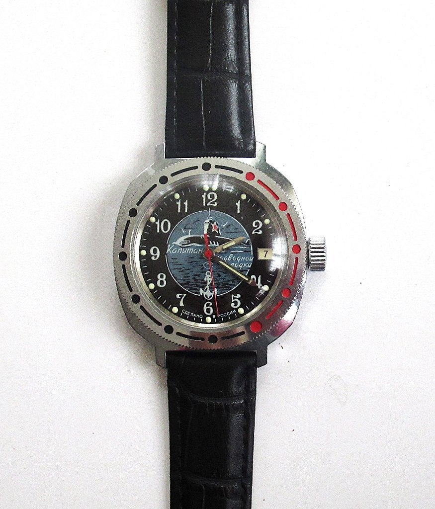 Vostok Komandirskie mechanisch heren horloge met kalender 90, Ophalen of Verzenden, Staal, Overige merken, 1960 of later