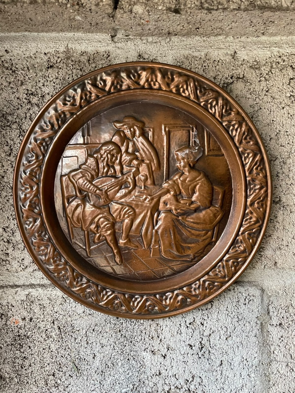 Koperen wanddecoratie met tafereel, Ophalen of Verzenden