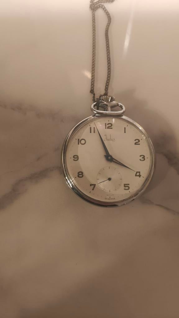 Vintage Indus Zakhorloge met Ketting jaren 50/60, Overige merken, Overige materialen, Zakhorloge, 1930 tot 1960