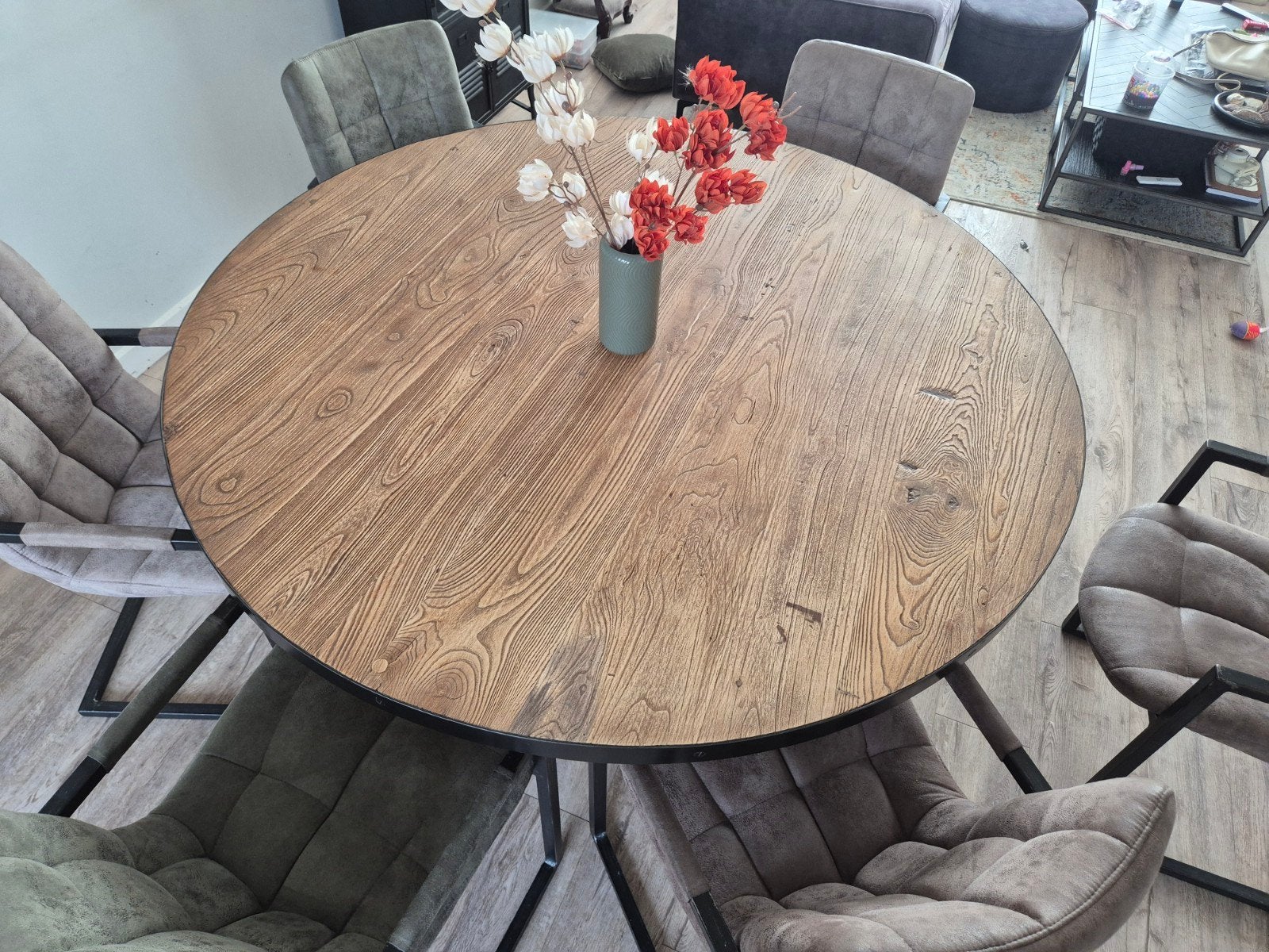 Ronde eettafel, Huis en Inrichting, Tafels | Eettafels, Ophalen, Gebruikt, 150 tot 200 cm, Rond