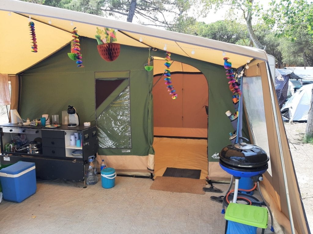 Cabanon Malawi 1.0 incl. extra slaapcabine, Caravans en Kamperen, Vouwwagens, Ophalen, Beige, Cabanon, Aanwezig