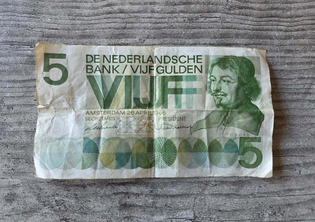 Biljet 5 gulden (Vondel, 1966), Postzegels en Munten, Bankbiljetten | Nederland, Ophalen of Verzenden, 5 gulden, Los biljet