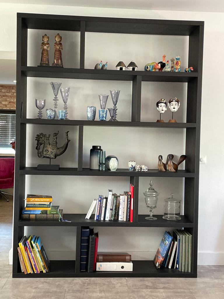 Keijser & Co Zwarte Eiken vakkenkast 160x225x35, Huis en Inrichting, Kasten | Boekenkasten, Ophalen, Met plank(en), Eikenhout