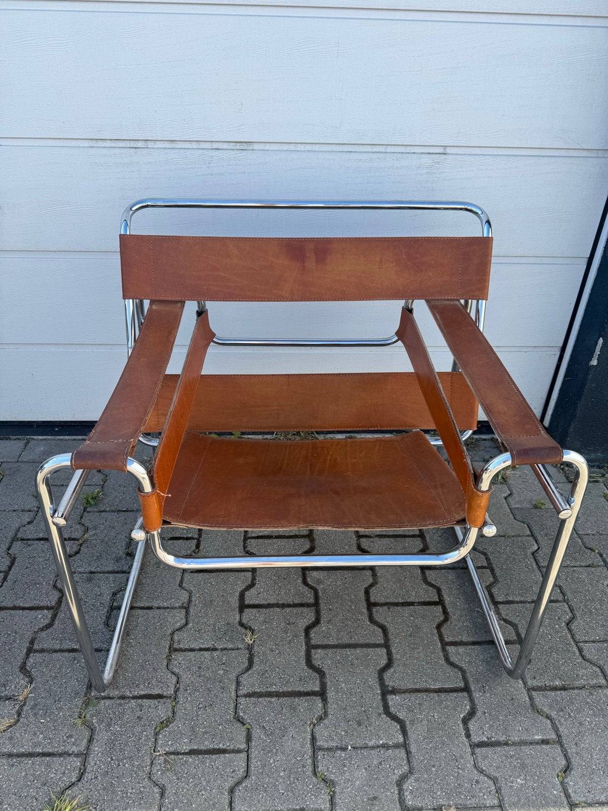 Vintage Wassily stijl stoel - leer en chroom, Ophalen