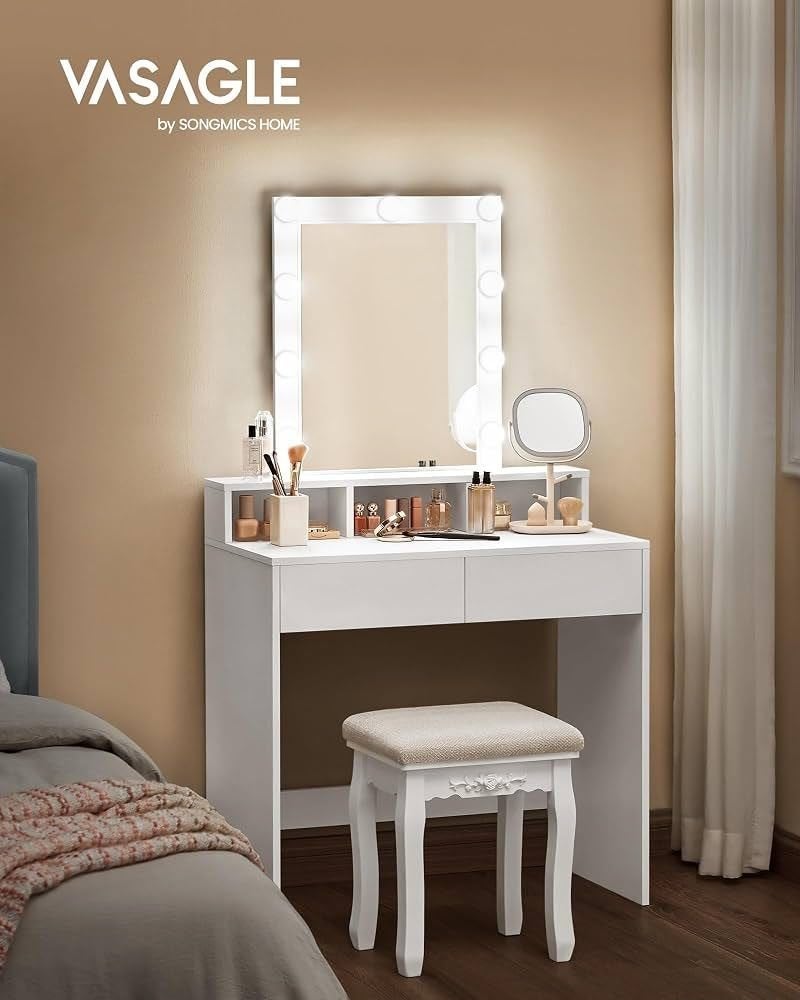 kaptafel, spiegel, LED verlichting, make-up tafel, wit, Gehele gezicht, Wit, Nieuw, Ophalen of Verzenden