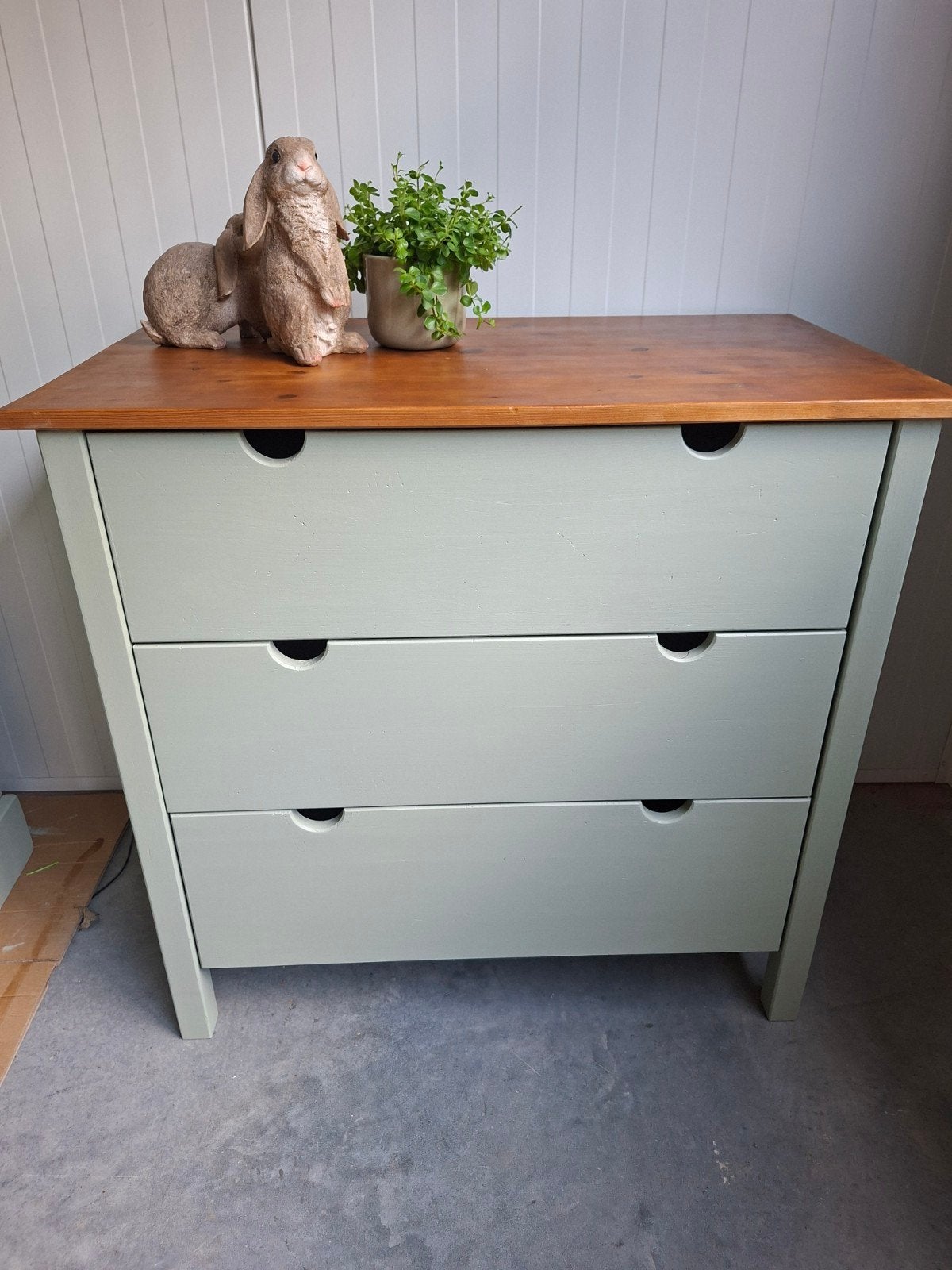 Stijlvolle ladekast | Massief hout | Silver Moss & eiken, Ophalen, 50 tot 100 cm, Zo goed als nieuw, 3 of 4 laden