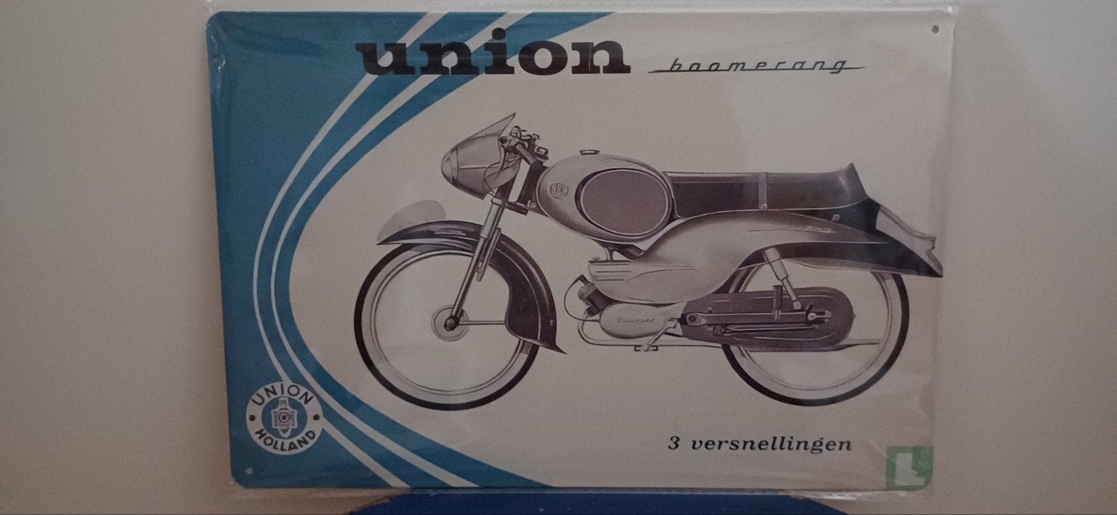 Union  Boomerang  blikken bord., Ophalen of Verzenden, Nieuw, Reclamebord